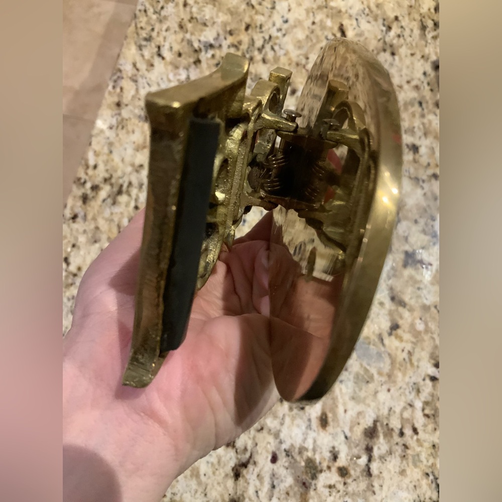 Vintage Mid Century Brass Later Paperweight Desk Organizer Clip Letter Holder - Picture 8 of 15